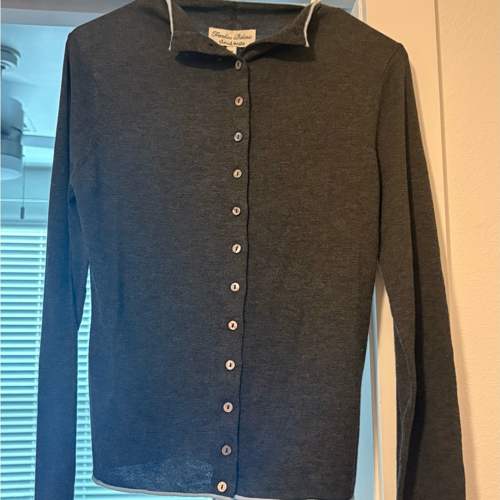 Frankie's Bikinis Charcoal Button-Up Cardigan